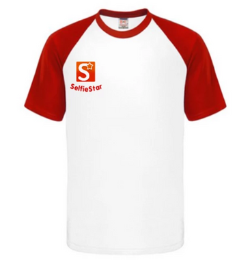 T-Shirt weiß/rot Logo + Schriftzug rechts