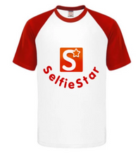 Laden Sie das Bild in den Galerie-Viewer, T-Shirt weiß/rot Logo + Schriftzug mittig groß