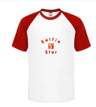 Laden Sie das Bild in den Galerie-Viewer, T-Shirt weiß/rot Logo + Schriftzug mittig klein