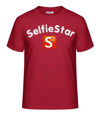 T-Shirt rot Logo + Schriftzug mittig